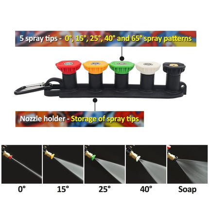 Pressure Washer Tips, Set of 5 Pressure Washer Nozzle Tips with Nozzle Holder, Quick Connect Power Washer Tips, Multiple Degrees Rinse Kit, Pressure Washer Accessories, for Hot and Cold (Camouflage) Camouflage