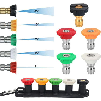 Pressure Washer Tips, Set of 5 Pressure Washer Nozzle Tips with Nozzle Holder, Quick Connect Power Washer Tips, Multiple Degrees Rinse Kit, Pressure Washer Accessories, for Hot and Cold (Camouflage) Camouflage