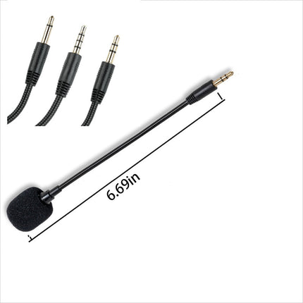 Headset Microphone 3.5mm Plug, Black Headset Microphone Adjustable 360 Degrees Bendable Jack Headphone Controller Combined, 3.5mm Game Gaming Mic to Mic Headsets Accessories(Black) Black