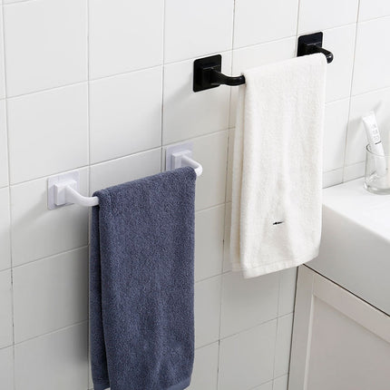 Self Adhesive Towel Bar, Heavy Duty No Drill Hand Towel Hanger for Bathroom and Kitchen Towel Storage Self, (Black/1 Pcs) 15Inches 15" Black
