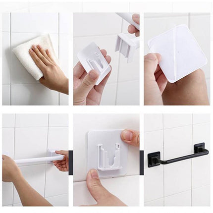 Self Adhesive Towel Bar, Heavy Duty No Drill Hand Towel Hanger for Bathroom and Kitchen Towel Storage Self, (Black/1 Pcs) 15Inches 15" White