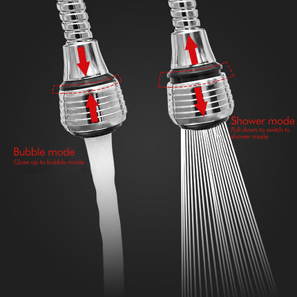 Flexible Faucet Sprayer Attachment, Heavy Duty 360 ° Kitchen Sink Aerator, Extender ABS Polished Chrome for Cold Hot Water (Silver/2 Pack) 5.51x2.35 5.51" x 2.35" Silver