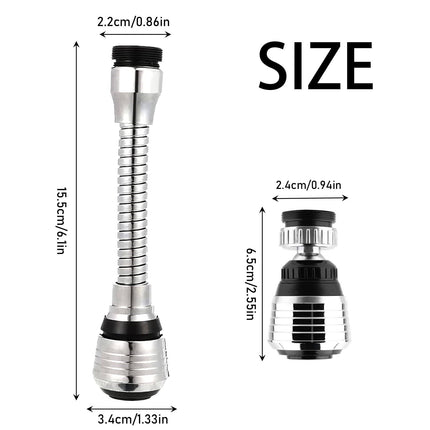 Flexible Faucet Sprayer Attachment, 360 ° Heavy Duty Kitchen Sink Aerator Extender ABS Polished Chrome for Cold Hot Water (Silver/1 Pcs) 0.94x2.55 0.94" x 2.55" Silver