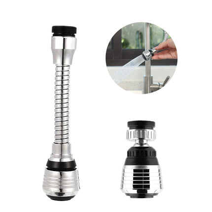Flexible Faucet Sprayer Attachment, 360 ° Heavy Duty Kitchen Sink Aerator Extender ABS Polished Chrome for Cold Hot Water (Silver/1 Pcs) 0.94x2.55 0.94" x 2.55" Silver*2