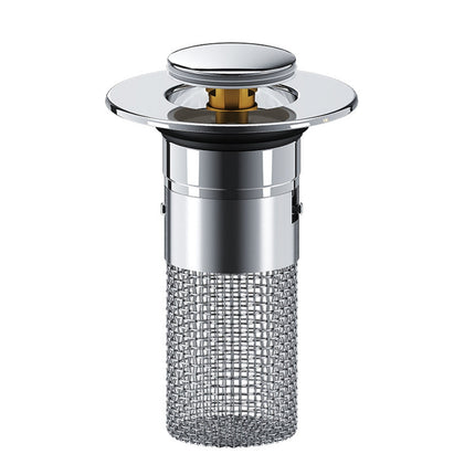 Bathroom Sink Stopper, Heavy Duty Hair Catcher, Pop Up Sink Drain Filter, for Bathroom Sink Stopper Replacement， Hair Catcher with Removable Stainless Steel Filter Basket, 1 Pcs, 2.36x3.15 2.36" x 3.15" Silver