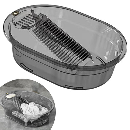 Portable Washboard, All-in-One Laundry Basin Set, Heavy-Duty Wash Board for Hand Washing Clothes, Built-in Scrub Surface, Drain Plug for Camping, RV, Emergency Use, Grey, 19.09x14.37x5.12 19.09x14.37x5.12 Gray