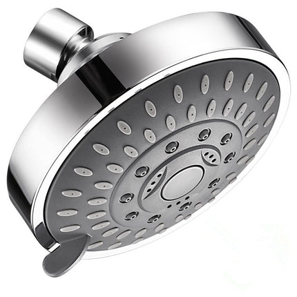 High Pressure Shower Head, Heavy Duty High Flow Pressure Rain, Fixed Showerhead 5-Setting with Bathroom Showerhead with Adjustable Brass Ball Joint, 1 Pcs, 4x3.25 4" x 3.25" Silver