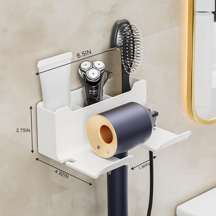 1 Pack Hair Dryer Holder, Wall Mount Self Adhesive Waterproof Blow Dryer Rack Storage Organizer Hanger, Compatible with Most Hair Blower Appliance, Curling Iron, Straightener(Z2-White) Z2-Black