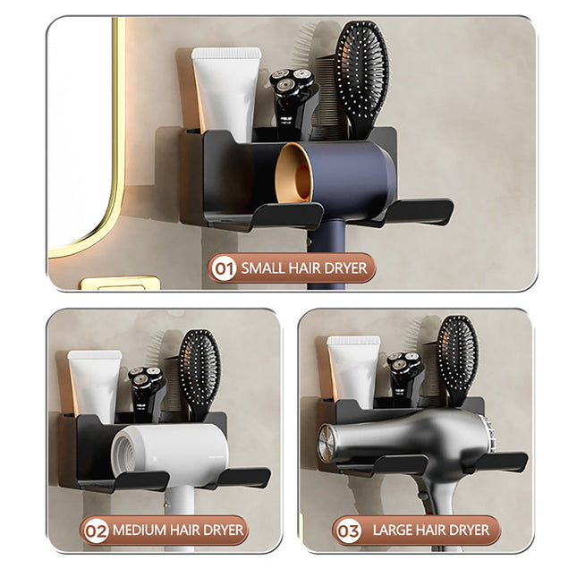 1 Pack Hair Dryer Holder Wall Mount Self Adhesive Waterproof Blow Dryer Rack Storage Organizer – product detail
