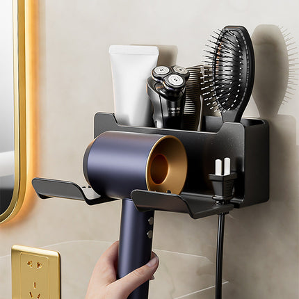 1 Pack Hair Dryer Holder, Wall Mount Self Adhesive Waterproof Blow Dryer Rack Storage Organizer Hanger, Compatible with Most Hair Blower Appliance, Curling Iron, Straightener(Z2-White) Z2-White