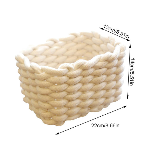 3 pcs Small Cat Ears Toy Organizer Woven Cotton Rope Basket Decorative Nursery Bins & – product detail