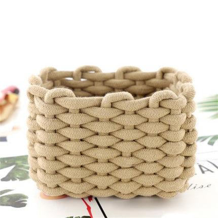 3 pcs Small Cat Ears Toy Organizer, Woven Cotton Rope Basket, Decorative Nursery Bins & Boxes Gift Basket Empty for Pet Toy Storage, 1 Pcs, 7.8x3.93 8.66" x 5.91" x 5.51" Beige