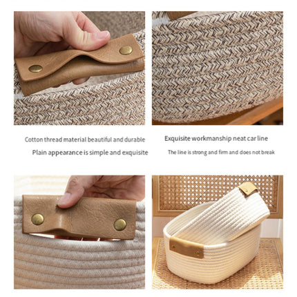 Small Cat Ears Toy Organizer, Woven Cotton Rope Basket, Decorative Nursery Bins & Boxes Gift Basket Empty for Pet Toy Storage, 1 Pcs, 7.8x3.93 11.02" x 8.66" x 4.33" Coffee