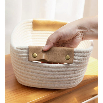 Small Cat Ears Toy Organizer, Woven Cotton Rope Basket, Decorative Nursery Bins & Boxes Gift Basket Empty for Pet Toy Storage, 1 Pcs, 7.8x3.93 12.59" x 9.44" x 5.11" Coffee