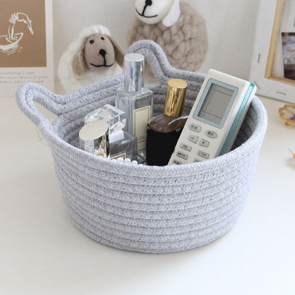 Small Cat Ears Toy Organizer, Woven Cotton Rope Basket, Decorative Nursery Bins & Boxes Gift Basket Empty for Pet Toy Storage, 1 Pcs, 7.8x3.93 13" x 5.9" x 4.0" Grey
