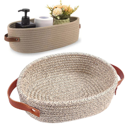 Small Cat Ears Toy Organizer, Woven Cotton Rope Basket, Decorative Nursery Bins & Boxes Gift Basket Empty for Pet Toy Storage, 1 Pcs, 7.8x3.93 13" x 5.9" x 4.0" Khaki