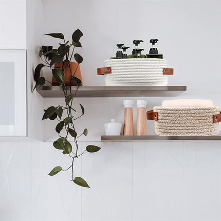 Small Cat Ears Toy Organizer, Woven Cotton Rope Basket, Decorative Nursery Bins & Boxes Gift Basket Empty for Pet Toy Storage, 1 Pcs, 7.8x3.93 13" x 5.9" x 4.0" Khaki