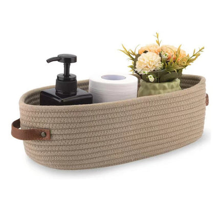 Small Cat Ears Toy Organizer, Woven Cotton Rope Basket, Decorative Nursery Bins & Boxes Gift Basket Empty for Pet Toy Storage, 1 Pcs, 7.8x3.93 13" x 5.9" x 4.0" Khaki