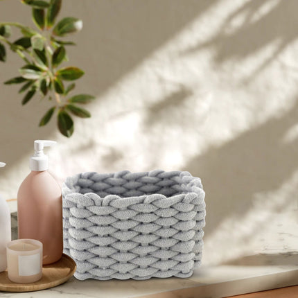 Small Cat Ears Toy Organizer, Woven Cotton Rope Basket, Decorative Nursery Bins & Boxes Gift Basket Empty for Pet Toy Storage, 1 Pcs, 7.8x3.93 8.66" x 5.91" x 5.51" Light Yellow