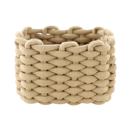Small Cat Ears Toy Organizer, Woven Cotton Rope Basket, Decorative Nursery Bins & Boxes Gift Basket Empty for Pet Toy Storage, 1 Pcs, 7.8x3.93 8.66" x 5.91" x 5.51" Light Yellow
