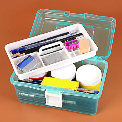 Home Box and Travel Storage Box, Plastic Kit Case Container Empty, Box with Lock Lid & Handle, Emergency Organizer for Family and Traveling, 9.1x4.7x3.7 7.08" x 3.54" x 4.13" Green