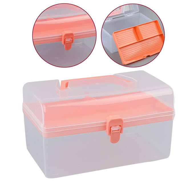 Home Box and Travel Storage Box Plastic Kit Case Container Empty Box with Lock Lid in Grey