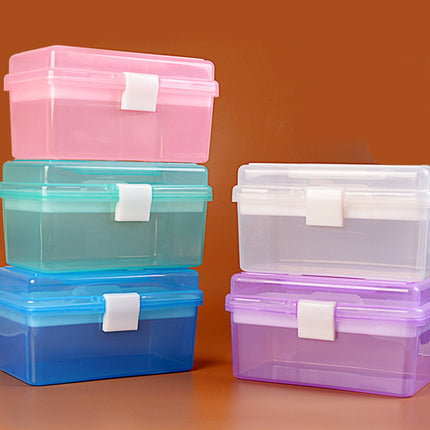 Home Box and Travel Storage Box, Plastic Kit Case Container Empty, Box with Lock Lid & Handle, Emergency Organizer for Family and Traveling, 9.1x4.7x3.7 7.08" x 3.54" x 4.13" Pink