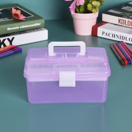 Home Box and Travel Storage Box, Plastic Kit Case Container Empty, Box with Lock Lid & Handle, Emergency Organizer for Family and Traveling, 9.1x4.7x3.7 7.87" x 4.72" x 4.13" Purple