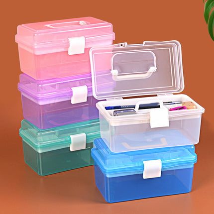 Home Box and Travel Storage Box, Plastic Kit Case Container Empty, Box with Lock Lid & Handle, Emergency Organizer for Family and Traveling, 9.1x4.7x3.7 7.08" x 3.54" x 4.13" White