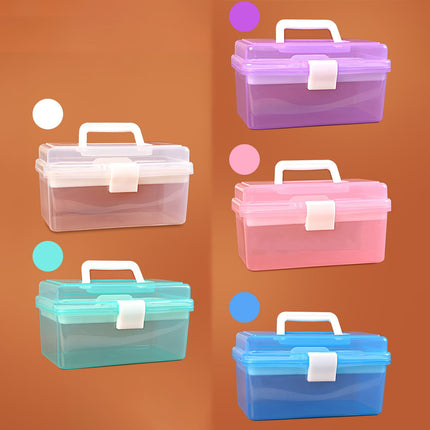 Home Box and Travel Storage Box, Plastic Kit Case Container Empty, Box with Lock Lid & Handle, Emergency Organizer for Family and Traveling, 9.1x4.7x3.7 7.08" x 3.54" x 4.13" White