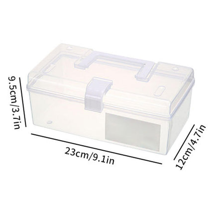Home Box and Travel Storage Box, Plastic Kit Case Container Empty, Box with Lock Lid & Handle, Emergency Organizer for Family and Traveling, 9.1x4.7x3.7 9.1" x 4.7" x 3.7" White