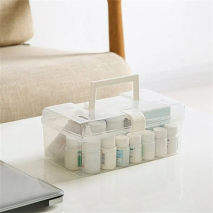 Home Box and Travel Storage Box, Plastic Kit Case Container Empty, Box with Lock Lid & Handle, Emergency Organizer for Family and Traveling, 9.1x4.7x3.7 9.1" x 4.7" x 3.7" White