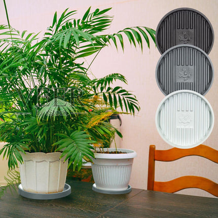 Universal Plunger Tray and Mat,Toilet Plunger Holder with Drip Tray,Quick Air Drying for Bathroom and Kitchen,Thick Plastic Plant Saucer for Indoor Outdoor Potted Plants White