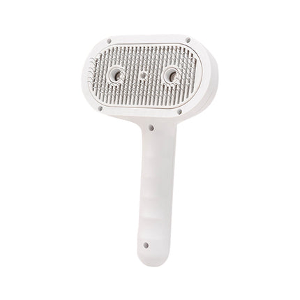 Double-Hole Mist Spray Pet Comb, Humidifying & Anti-Static Grooming Brush, Rounded Teeth for Gentle Detangling, Collects Loose Hair, Rechargeable with USB, Perfect for Cats and Long-Haired Pets. White