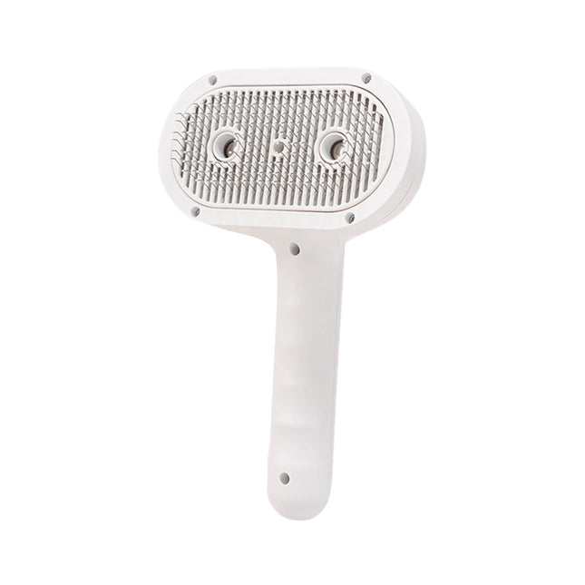 Double-Hole Mist Spray Pet Comb Humidifying & Anti-Static Grooming Brush Rounded Teeth for in White