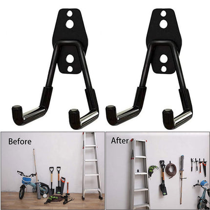 Garage Storage Utility Hooks, Heavy Duty Garage Hooks, Garage Garden Tool Organizer, Steel Wall Mount Hooks, Garden Small U Hooks, Wall Mount Hanger Organizer for Tools, 1 Pcs, 2.56x2.05x4.33 2.56" x 2.05" x 4.33" Black