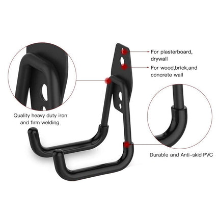 Garage Storage Utility Hooks, Heavy Duty Garage Hooks, Garage Garden Tool Organizer, Steel Wall Mount Hooks, Garden Small U Hooks, Wall Mount Hanger Organizer for Tools, 1 Pcs, 2.56x2.05x4.33 2.56" x 2.05" x 4.33" Black