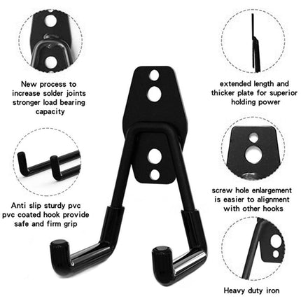 Garage Storage Utility Hooks, Heavy Duty Garage Hooks, Garage Garden Tool Organizer, Steel Wall Mount Hooks, Garden Small U Hooks, Wall Mount Hanger Organizer for Tools, 1 Pcs, 2.56x2.05x4.33 2.56" x 2.05" x 4.33" Black