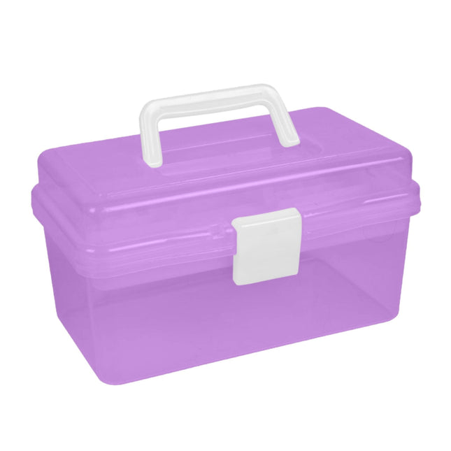 Plastic Storage Bins With Lid and Handle Plastic Latch Storage Box Stackable Storage Container in Purple