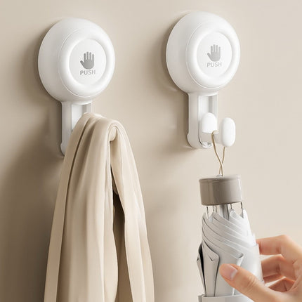 Powerful Suction Cup Shower Hooks for Towel, Loofah, 360° Rotatable Damage-free Hanging Versatile Wall Hooks for Inside Bathroom, Decoration, Removable Suction Holders, 1 Pcs, 4.37x2.67x1.81 4.37" x 2.67" x 1.81" White