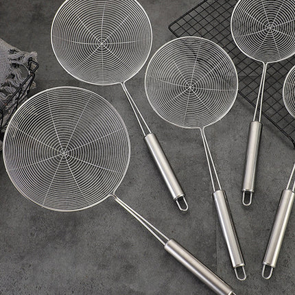 Strainer Spider Skimmers for Kitchen Cooking and Frying Food, Stainless Steel Slotted Spoon Pasta Strainers Tomato Food Strainer Skimmer Ladle For Pasta, 1 Pcs, 15.94x6.3 14.76" x 5.51" Silver