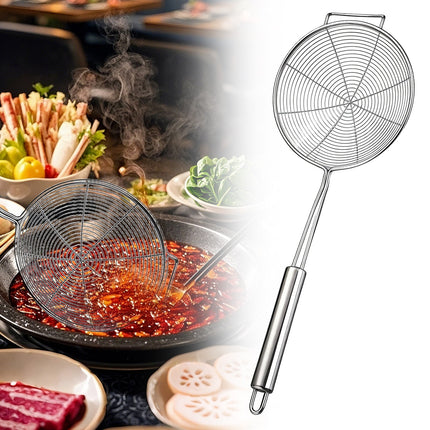 Strainer Spider Skimmers for Kitchen Cooking and Frying Food, Stainless Steel Slotted Spoon Pasta Strainers Tomato Food Strainer Skimmer Ladle For Pasta, 1 Pcs, 15.94x6.3 14.76" x 5.51" Silver
