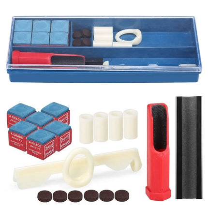 Cue Stick Tip Repair Kit, Cue Tips Accessorie, Include Pool Cue Tips, Pool Cue Repairers, Billiard Cue Clamp, Cue Tip Glue, Billiards Shaper, Cue Tips Accessorie, 20 Pcs Set, 9.45x3.94x1.18 9.45" x 3.94" x 1.18" Blue*1 Set
