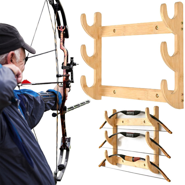 Bow Rack Wall Mount Sword Holder Wooden Wall Mount Bow Hanger Heavy Duty Archery Bows – product detail