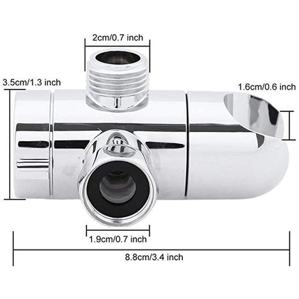 3-Way Diverter Valve, 1/2 Inch Shower Arm Diverter with Handheld Showerhead Bracket, Heavy-Duty Shower Head Arm Mounted Diverter, 1 Pcs, 3.4 Inches 3.4" Silver