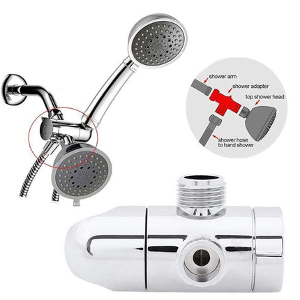 3-Way Diverter Valve, 1/2 Inch Shower Arm Diverter with Handheld Showerhead Bracket, Heavy-Duty Shower Head Arm Mounted Diverter, 1 Pcs, 3.4 Inches 3.4" Silver
