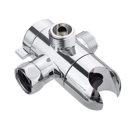 3-Way Diverter Valve, 1/2 Inch Shower Arm Diverter with Handheld Showerhead Bracket, Heavy-Duty Shower Head Arm Mounted Diverter, 1 Pcs, 3.4 Inches 3.4" Silver