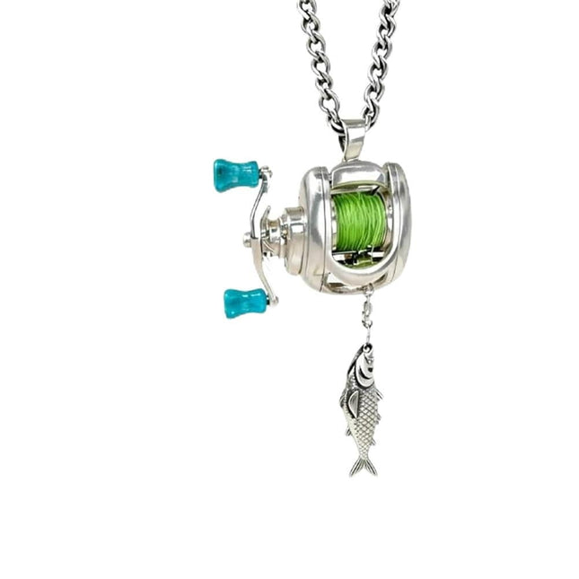 Mini Fishing Reel Necklace with Rotating Handle Functional Spinning Reel Pendant for Anglers Movable – product detail