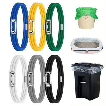 Garbage Can Rubber Bands,Multifunction Litter Box Bands,Fits 13-30 Gallon Bins, Heavy-duty Trash Can Bands to Hold Garbage Bags in Place, Trash Bag Holder Band with High Elasticity(Grey) Black