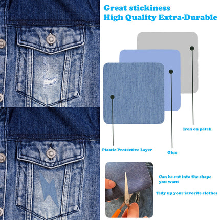 Iron On Patches for Clothes 5pcs, Iron On Patches for Jeans, Cotton Denim Repair Patch for Inside Jeans Fabric Kit, Jeans Knee, Pants, Clothing,Clothing Repair Decorating Accessories(Blue1+Blue2) Blue1+Blue2